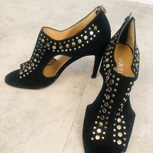 Black suede Vaneli heels.